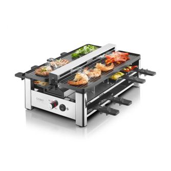 Ρακλέτ γκριλ CASO Design Raclette AirClean, 1500W, Κεραμικές πλάκες, Σύστημα για λιγότερες οσμές και καπνό, Φίλτρο, Ινοξ