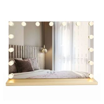 Καθρέπτης Rea Led Ovl Βουρτσισμένο Χρυσό 50x100cm - 100x50x100cm
