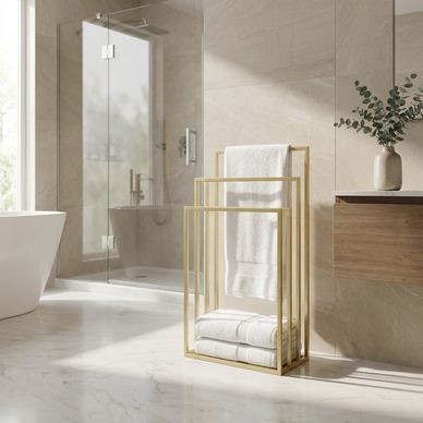LARISA matte gold metal towel rack