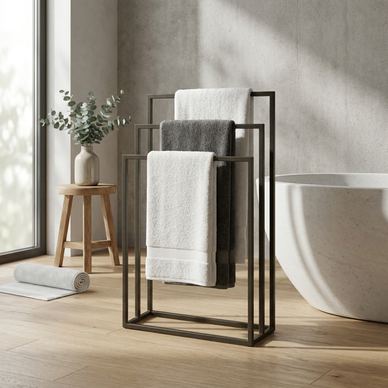 LARISA matte black metal towel rack