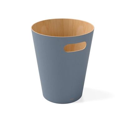 Coș de gunoi Woodrow Umbra din lemn, 7.5 l albastru mineral/maro-429214