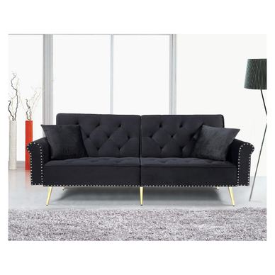 Canapea extensibila Sani Boris, catifea, Negru