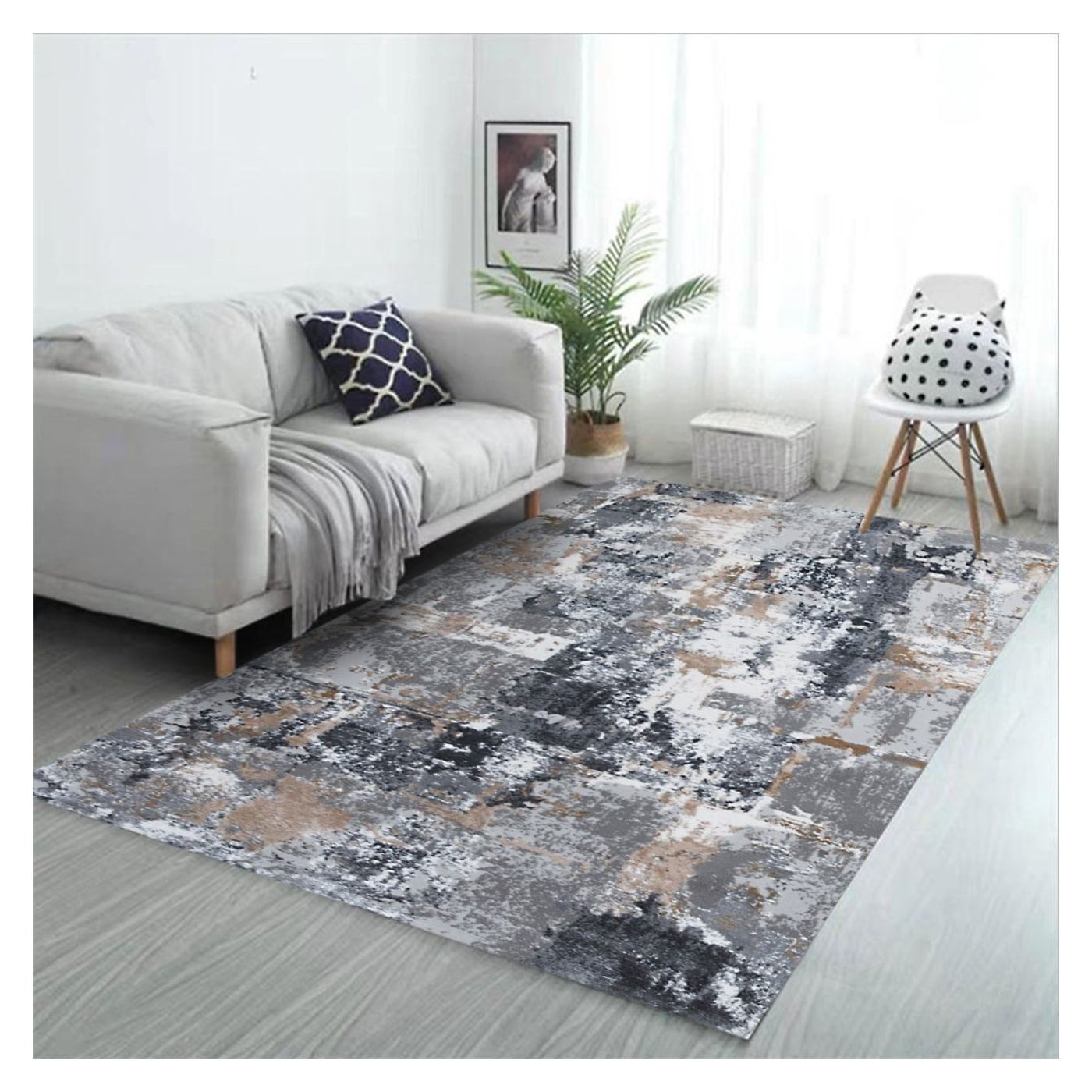Covor Modern Living, Dormitor Dreptunghiular Hera Lux TZ16BHBY Gri, 60 x 130