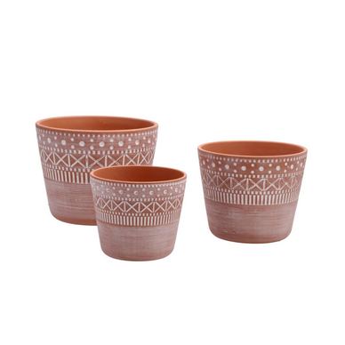 Set 3 lončkov za rože iz terakote, rjave barve, 13 x 11 cm, 16 x 13 cm, 19 x 15 cm