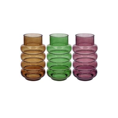 Set od 3 raznobojne staklene vaze za cvijeće 14,5 x 24 cm