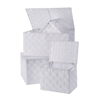 Set od 4 bijele kutije za pohranu s poklopcima