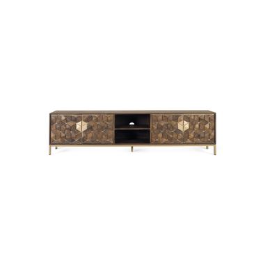 Mobilier TV cu 4 uși din lemn de mango și bază metalică