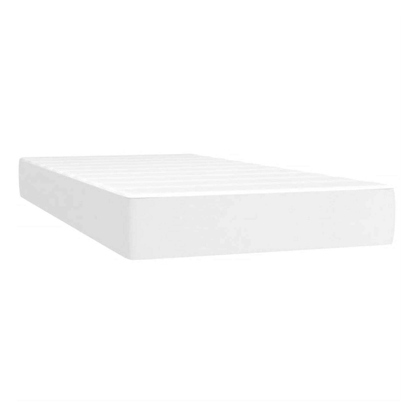 Boxspring krevet s madracem, Bijela, 200x200 cm, Umjetna koža - 5