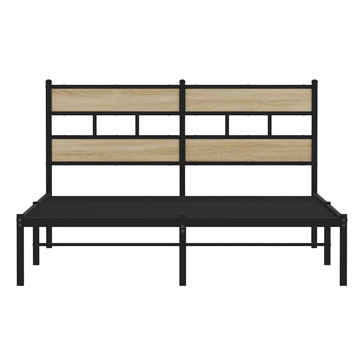 Kovový rám postele bez matrace dub sonoma 135 x 190 cm - 4
