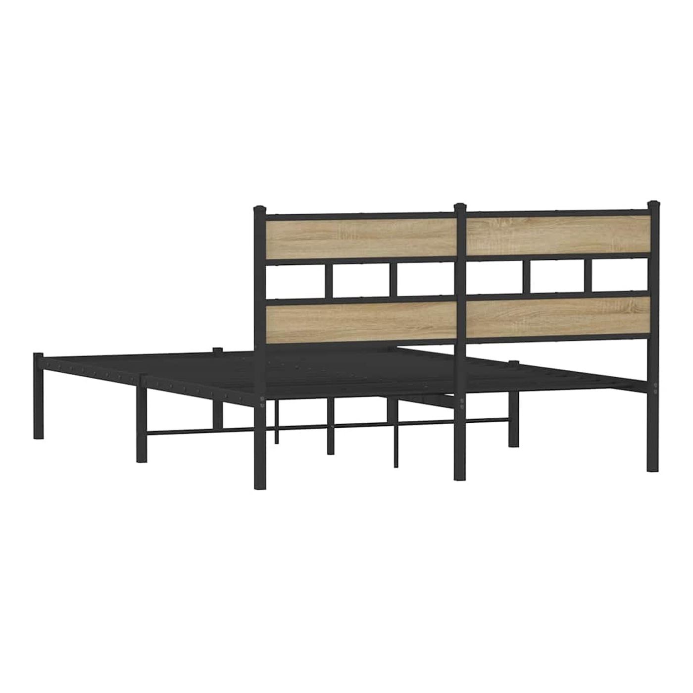 Kovový rám postele bez matrace dub sonoma 135 x 190 cm - 6