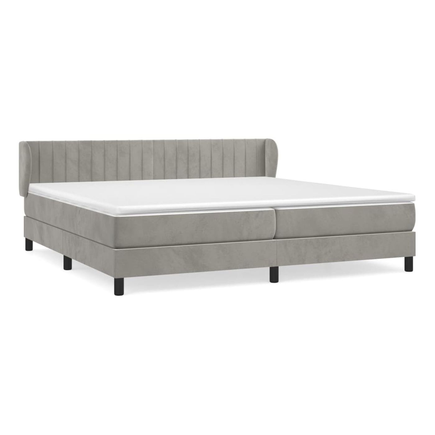 Boxspring krevet s madracem, svijetlo siva, 200x200 cm, baršun - 2