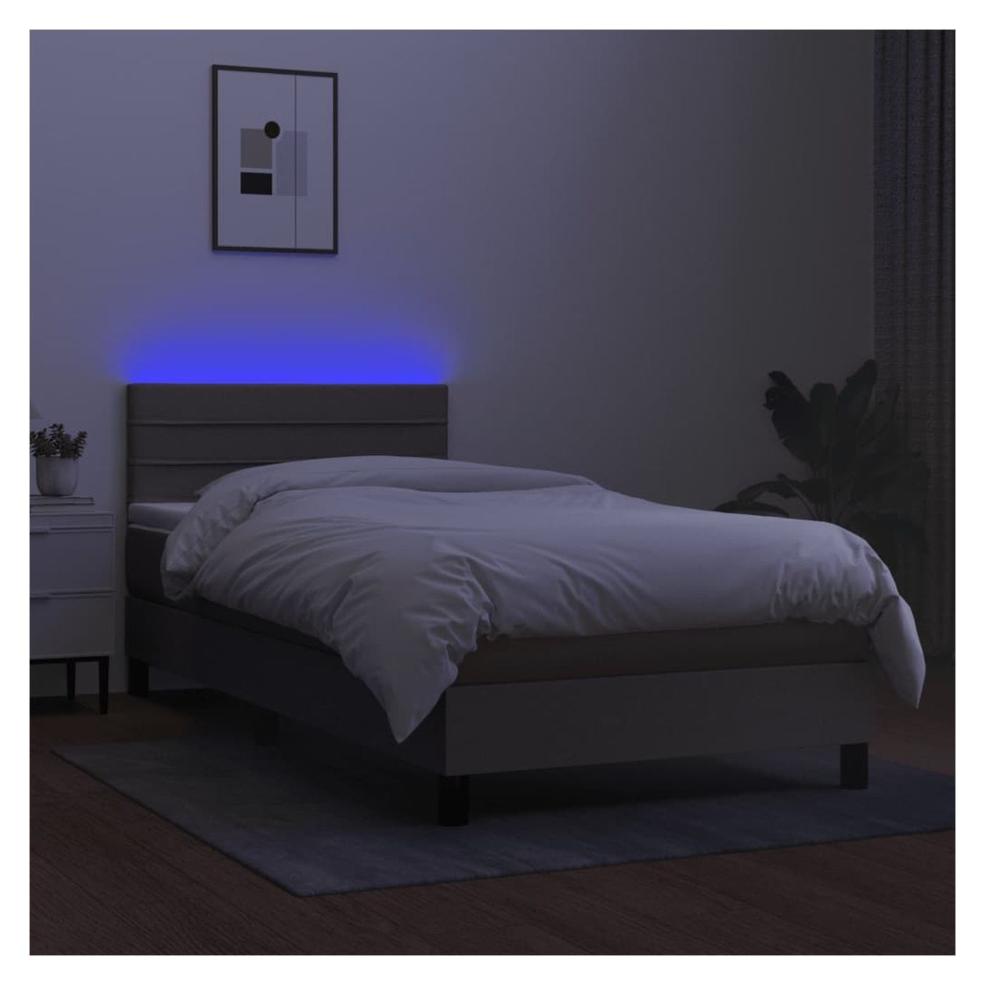 Okvir za krevet s madracem i LED rasvjetom, sivo-smeđi, 80x200 cm, tekstil - 4