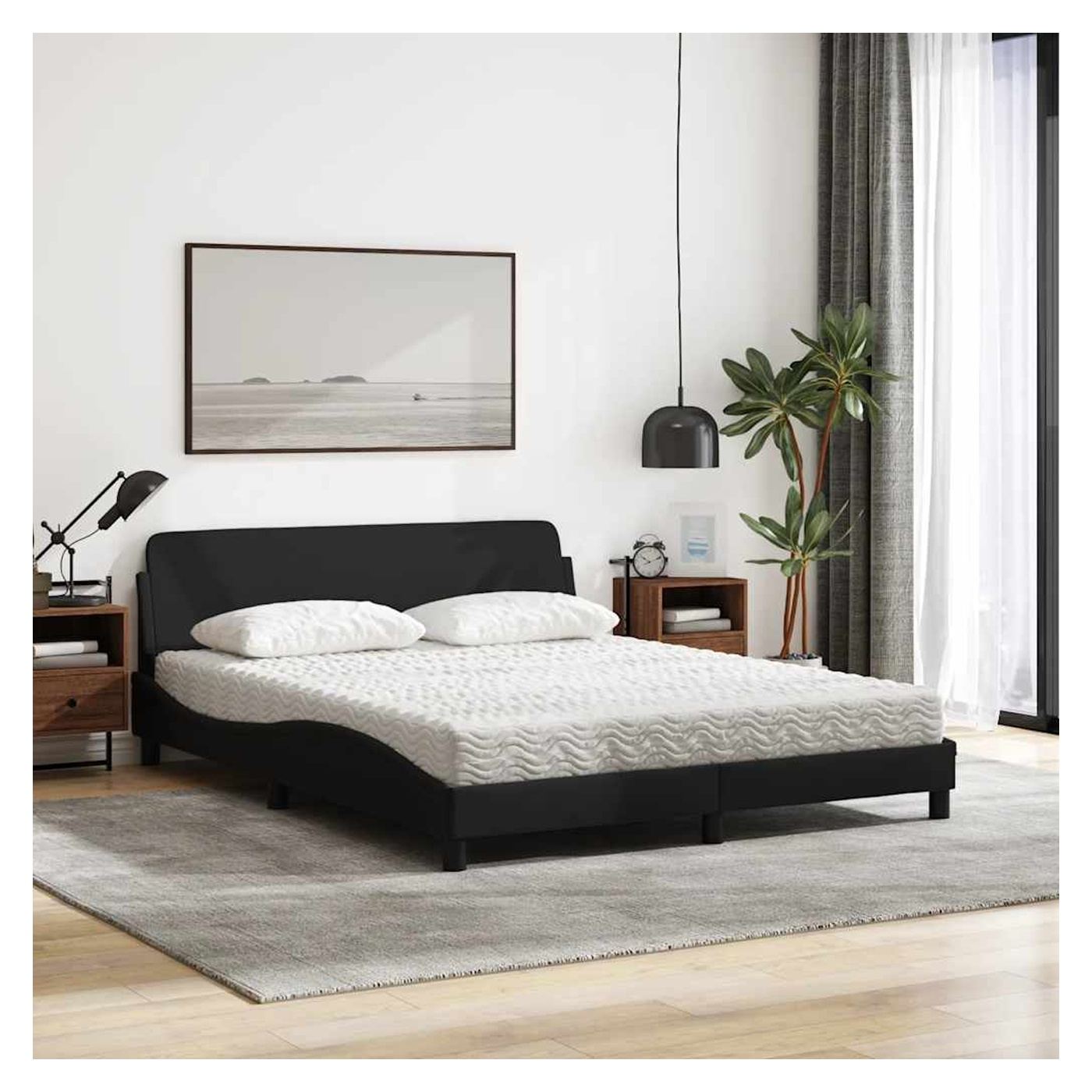 Postel s matrací Dover černá 160 x 200 cm textil - 3