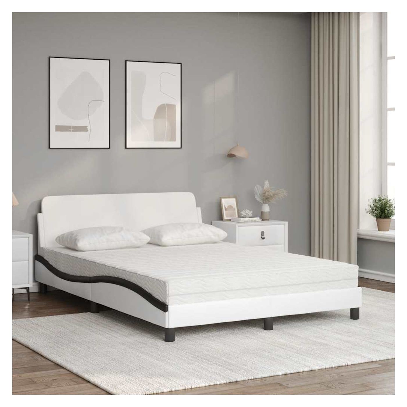 Postel s matrací Dover bílá a černá 120 x 200 cm umělá kůže - 3