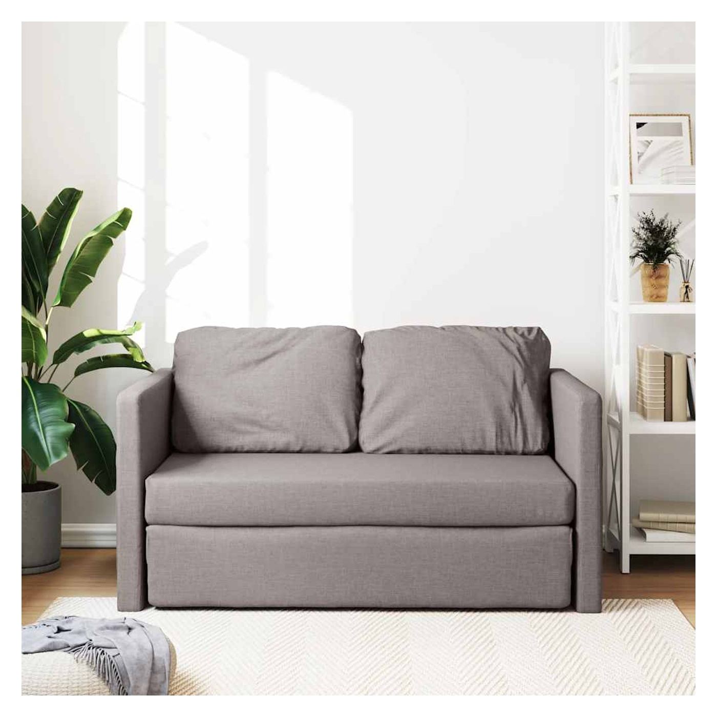 Podlahová rozkládací pohovka 2 v 1 taupe 112x174x55 cm textil - 3