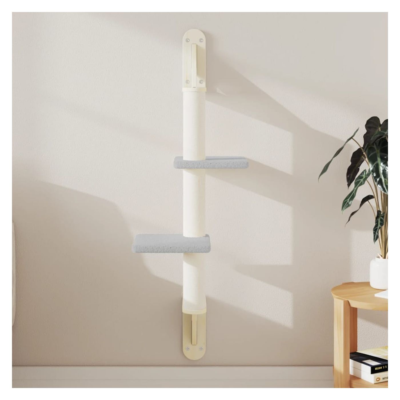 Nástěnné škrabadlo pro kočky se sloupkem světle šedé 108 cm - 2