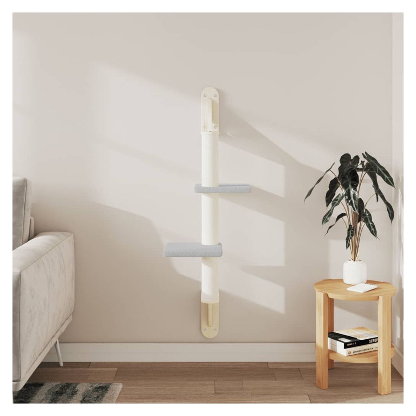 Nástěnné škrabadlo pro kočky se sloupkem světle šedé 108 cm - 3