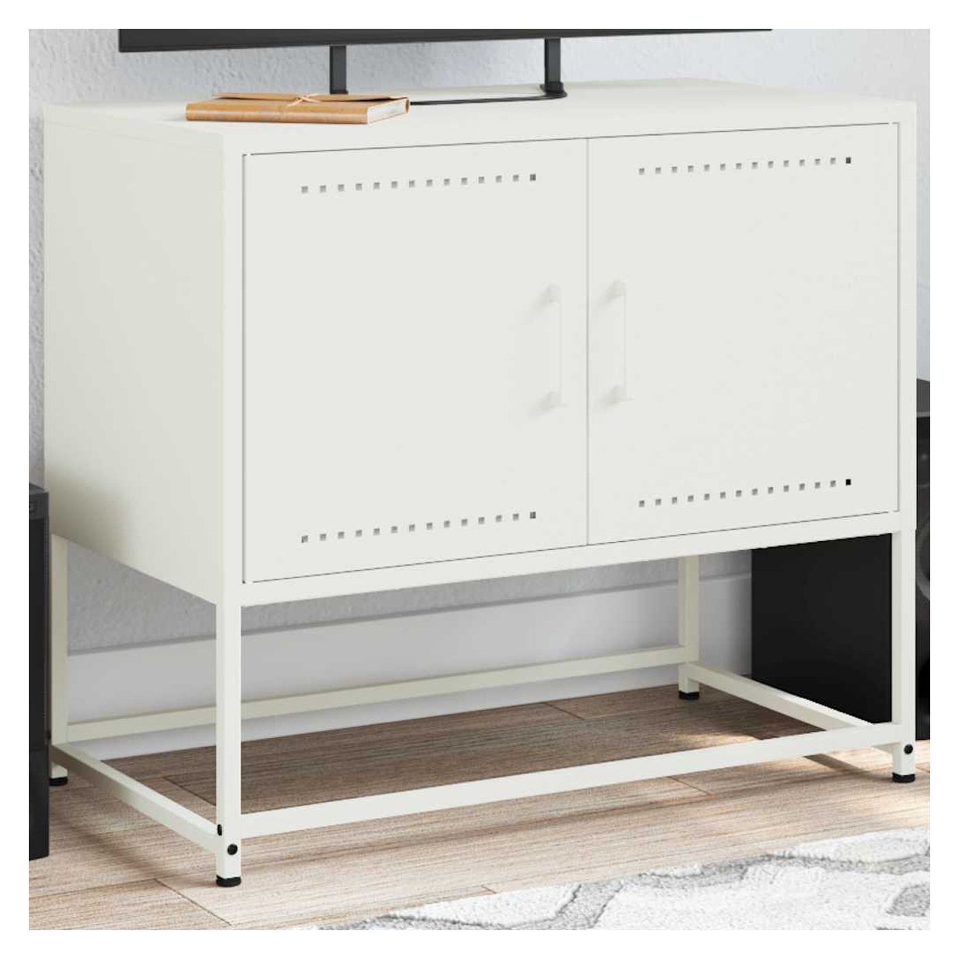 TV skříňka bílá 68,5 x 39 x 60,5 cm ocel - 2