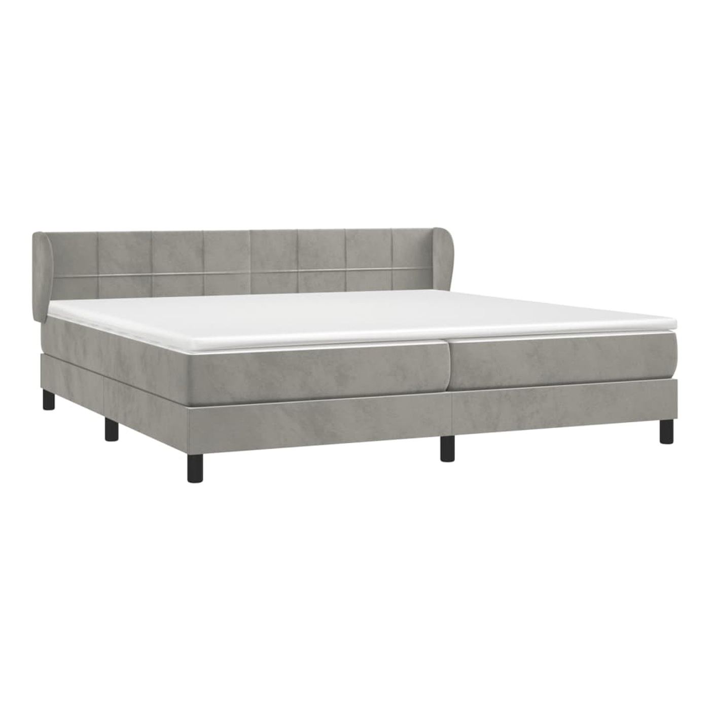 Boxspring krevet s madracem, svijetlo siva, 200x200 cm, baršun - 3
