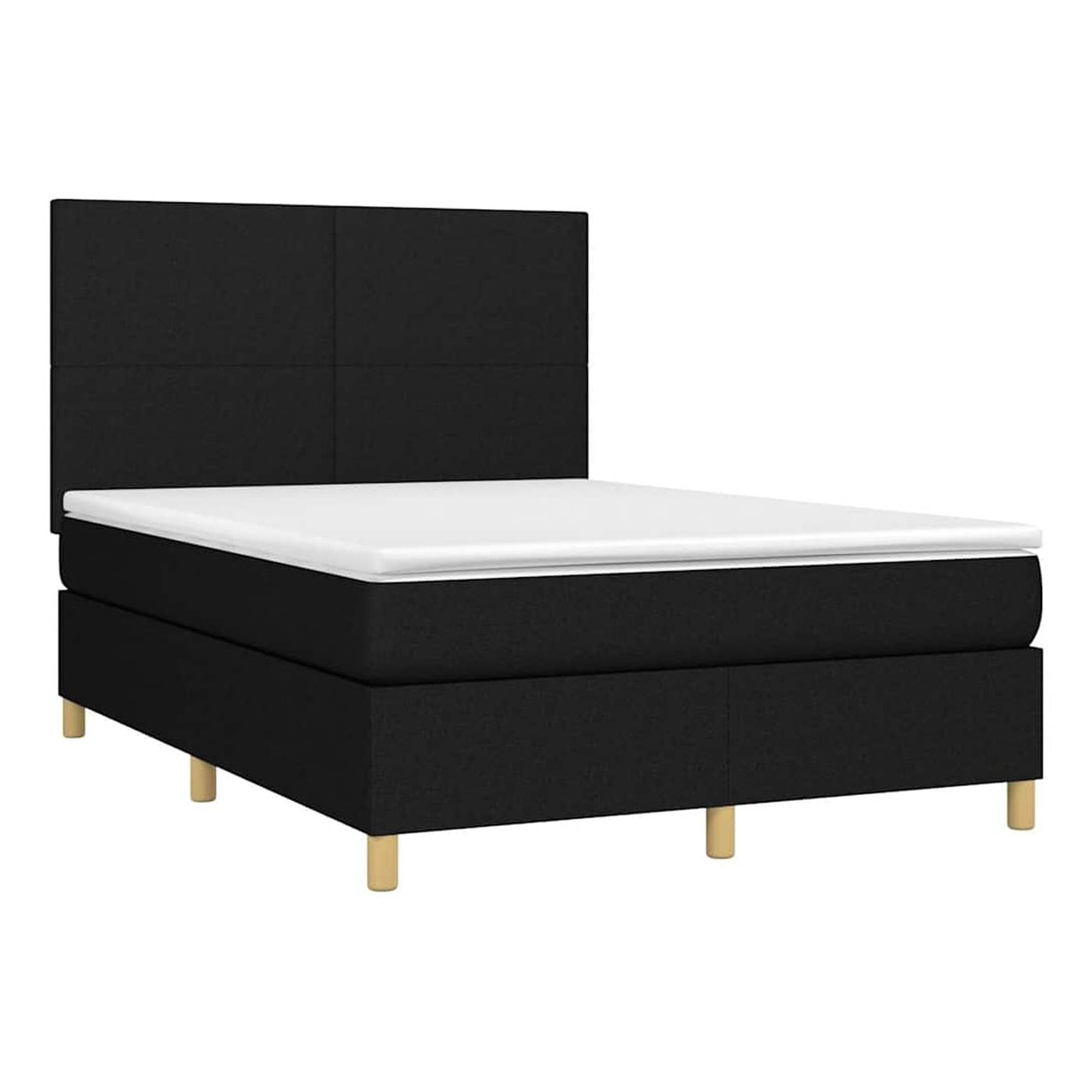 Okvir za krevet s madracem i LED rasvjetom, crni, 140x190 cm, tekstil - 3