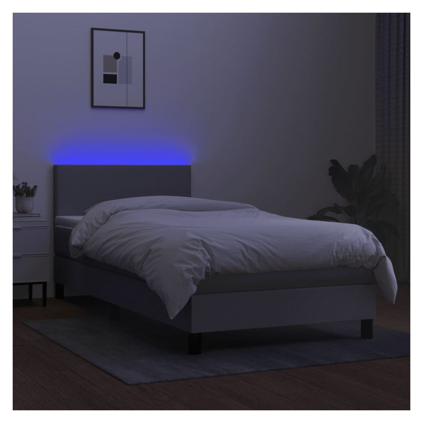Okvir za krevet s madracem i LED rasvjetom, svijetlosiva, 90x200 cm, tekstil - 4