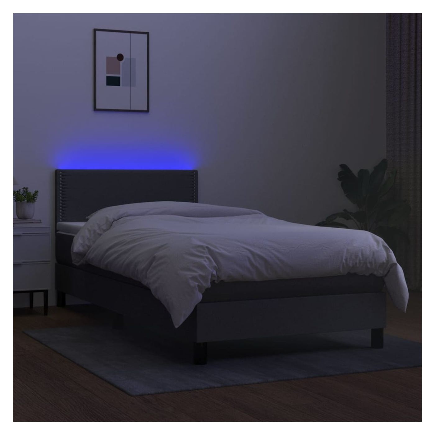 Krevet s podnicom, madracem i LED rasvjetom, tamnosivi, 80x200 cm, tekstil - 4