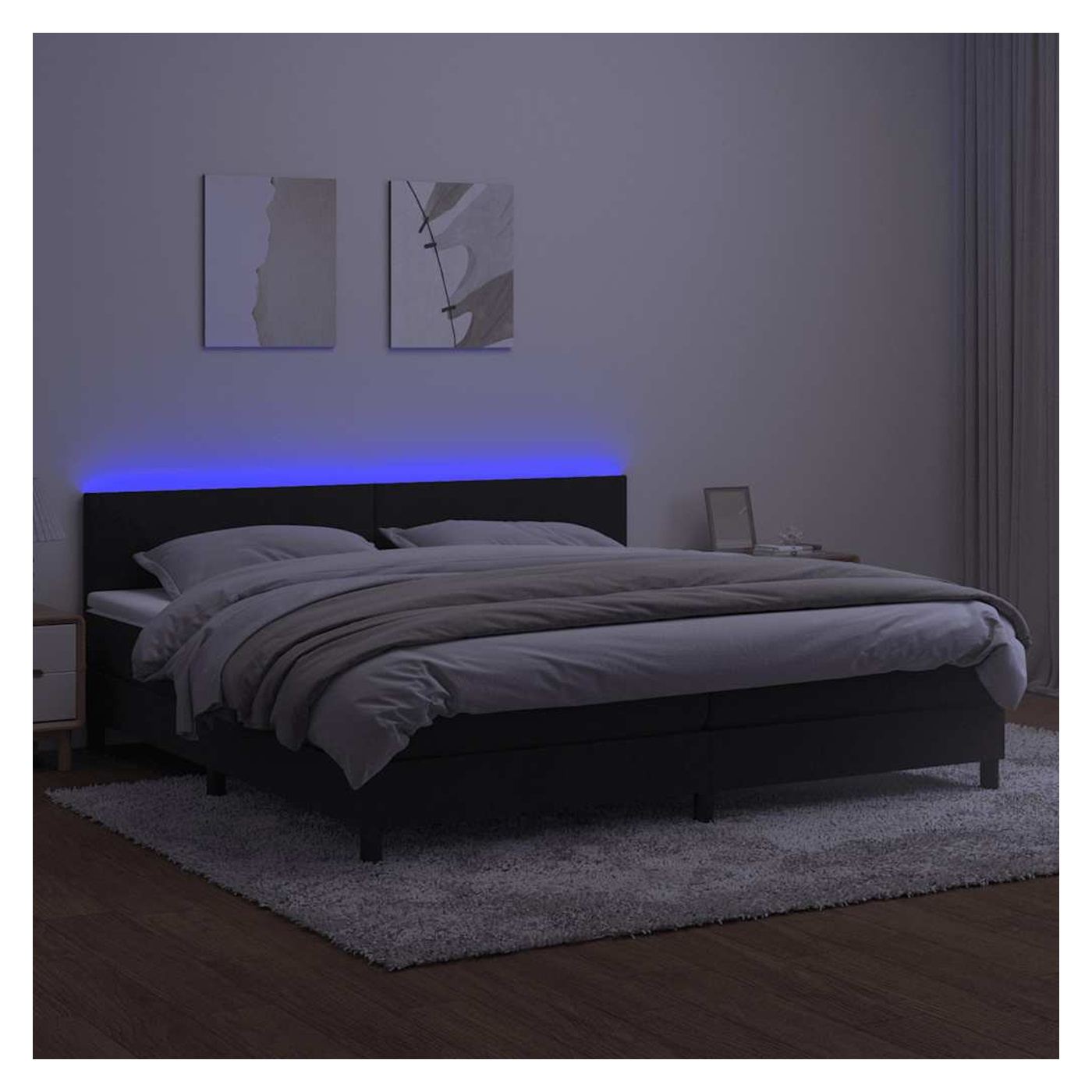 Okvir za krevet s madracem i LED rasvjetom, crni, 200x200 cm, baršunasti - 3