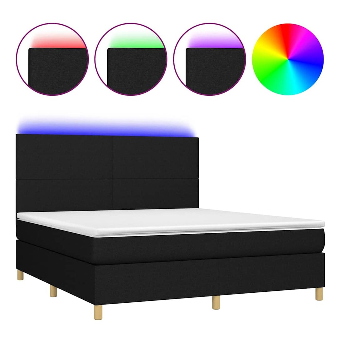Okvir za krevet s madracem i LED rasvjetom, crni, 180x200 cm, tekstil - 2