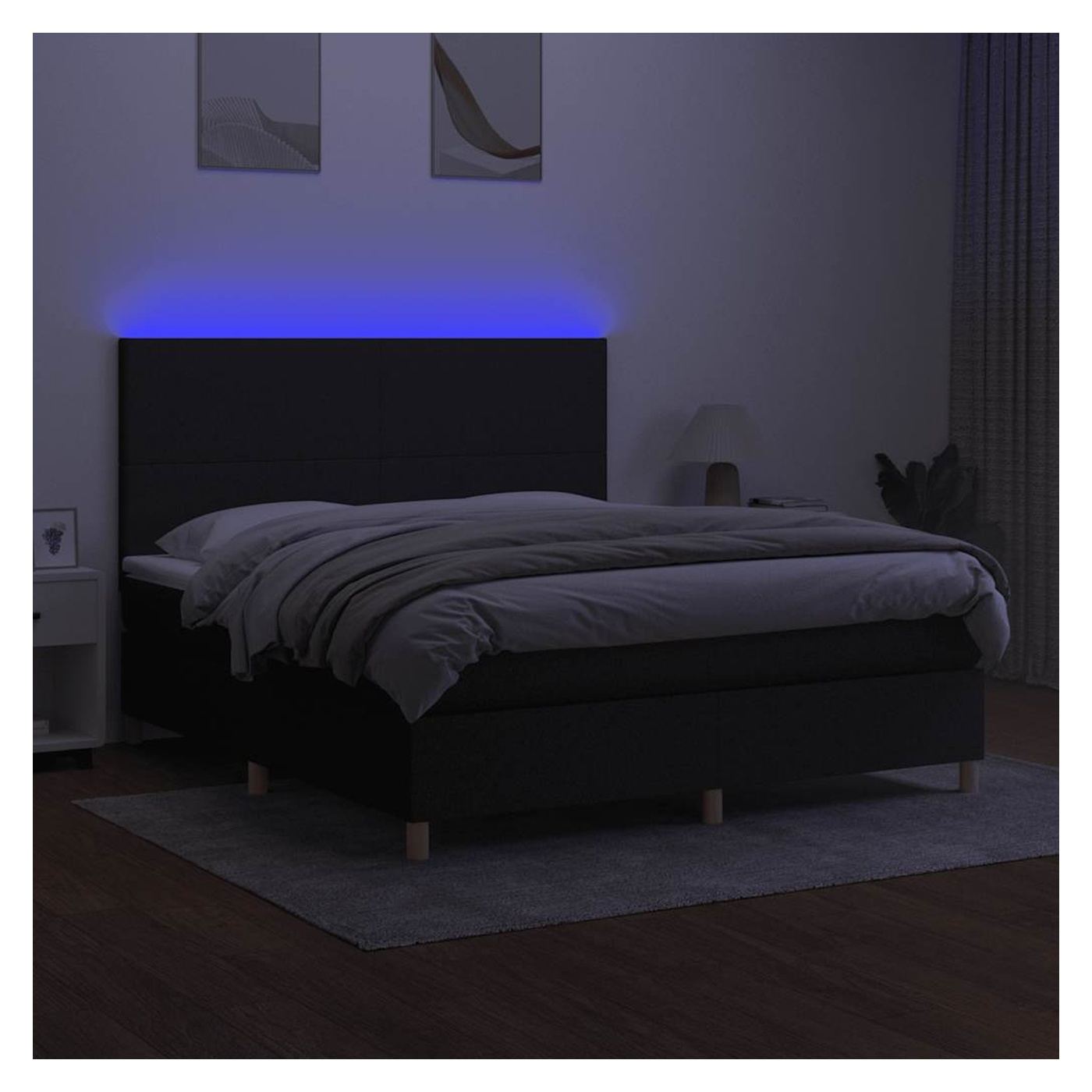 Okvir za krevet s madracem i LED rasvjetom, crni, 180x200 cm, tekstil - 4