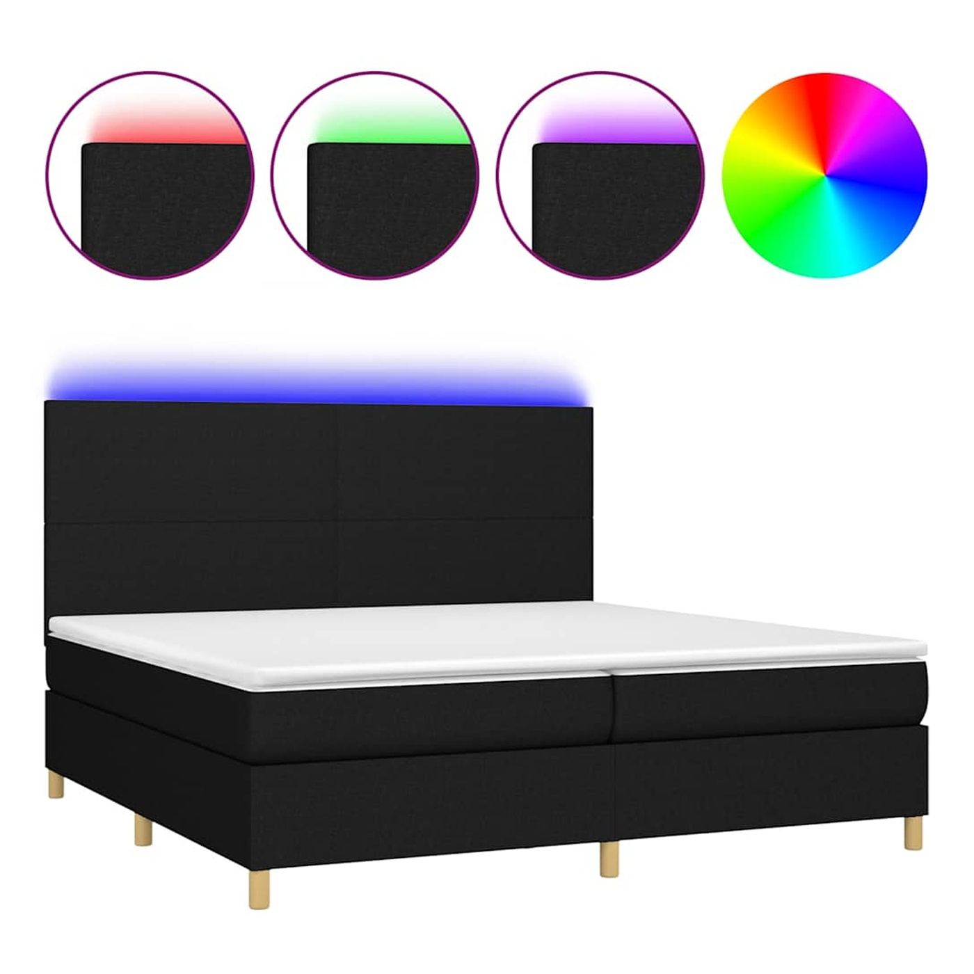 Okvir za krevet s madracem i LED rasvjetom, crni, 200x200 cm, tkanina - 2