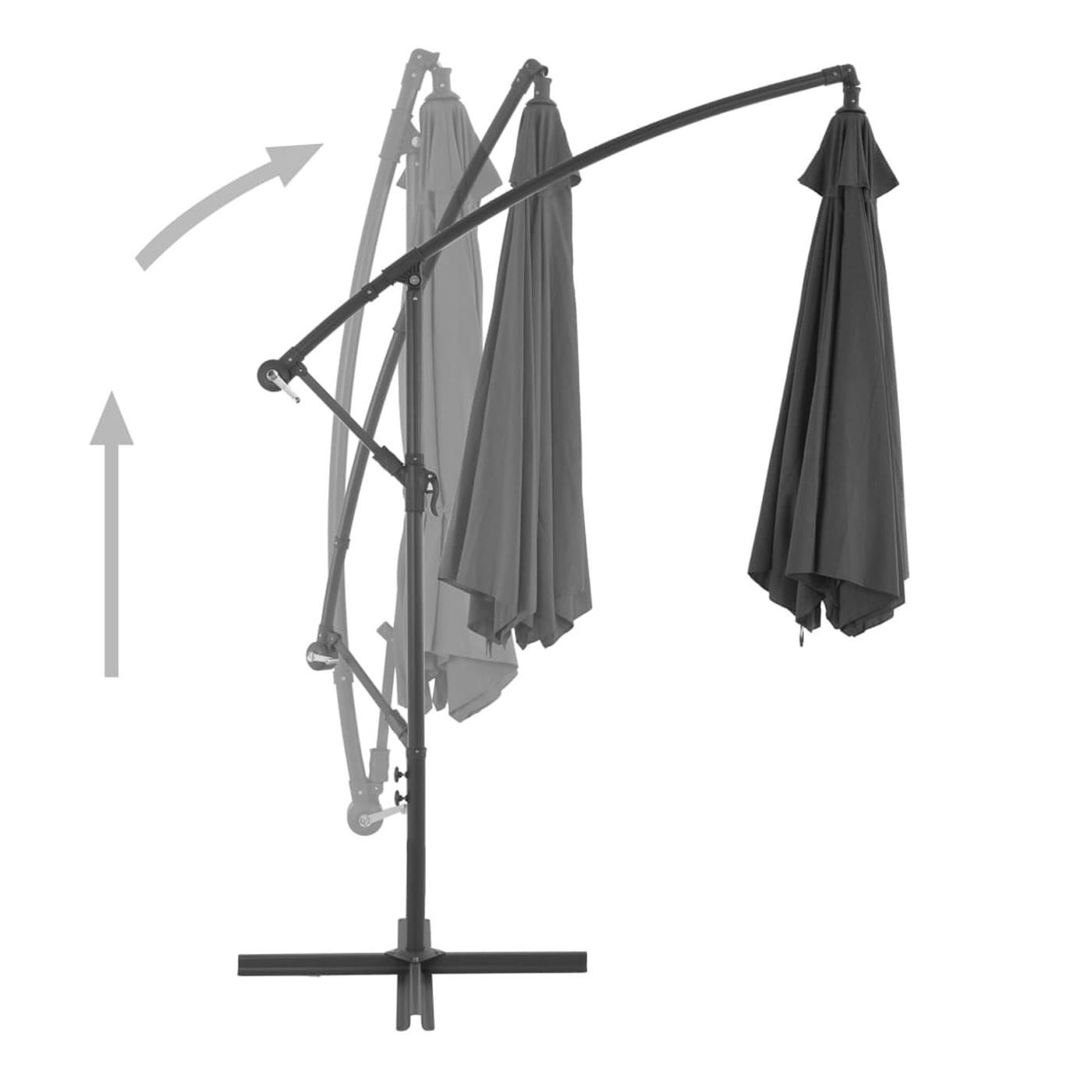 Konzolni kišobran s aluminijskim stupom, 300 cm, antracit - 4