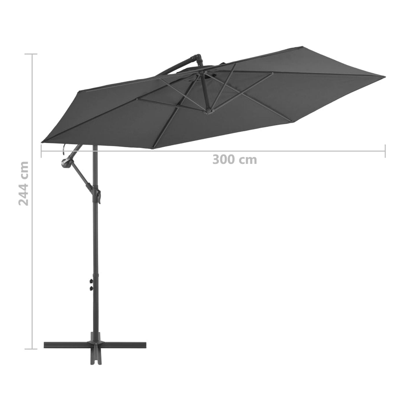 Konzolni kišobran s aluminijskim stupom, 300 cm, antracit - 8