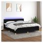 Krevet s oprugama, madracem i LED rasvjetom, crni, 180x200 cm, tekstil thumbnail 1