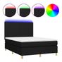 Okvir za krevet s madracem i LED rasvjetom, crni, 140x190 cm, tekstil thumbnail 2