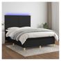 Okvir za krevet s madracem i LED rasvjetom, crni, 140x190 cm, tekstil thumbnail 1