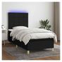 Okvir za krevet s madracem i LED rasvjetom, crni, 90x200 cm, tekstil thumbnail 1