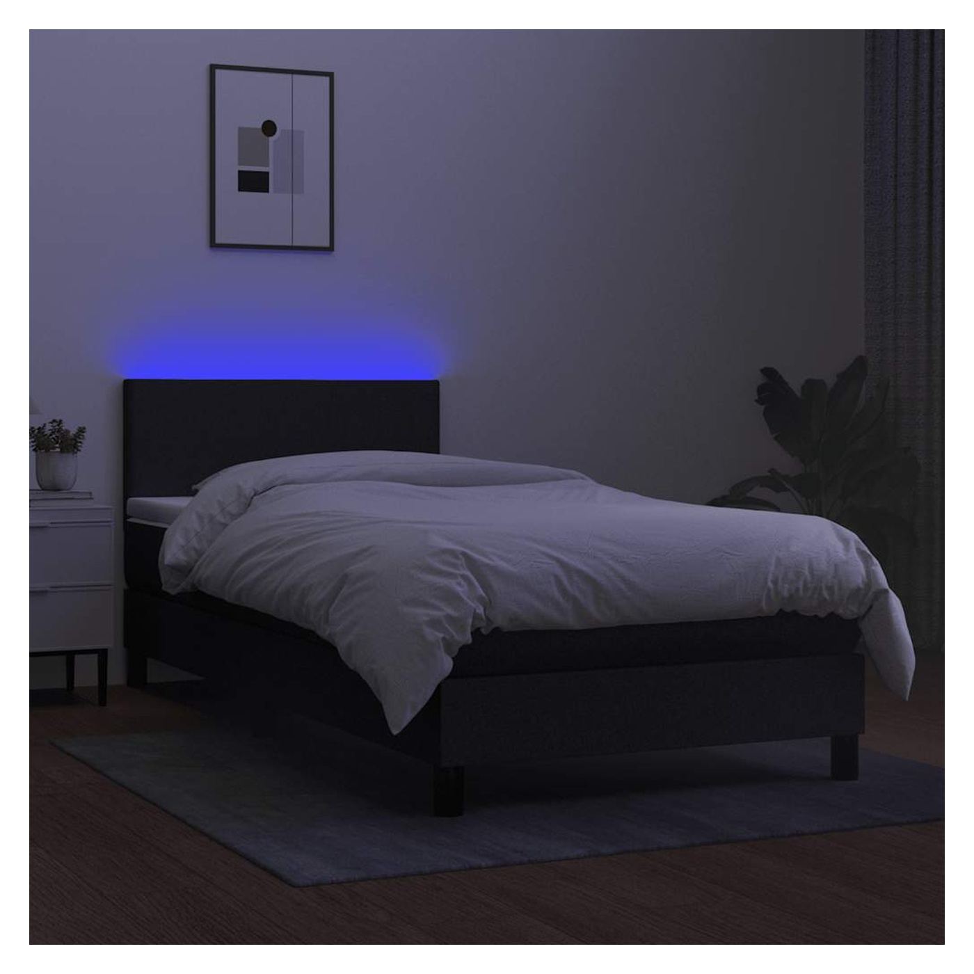 Okvir za krevet, madrac i LED, crni, 100x200 cm, tekstil - 4