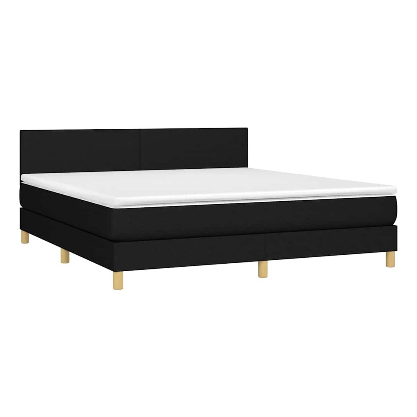Krevet s oprugama, madracem i LED rasvjetom, crni, 160x200 cm, tekstil - 3