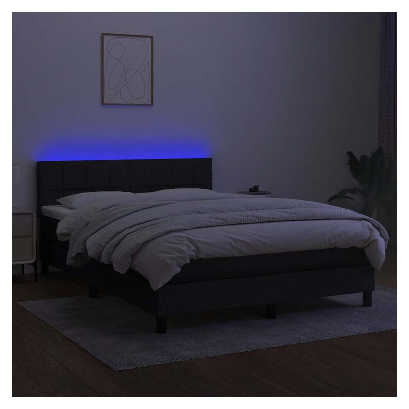 Okvir za krevet s madracem i LED rasvjetom, crni, 140x200 cm, tekstil - 4