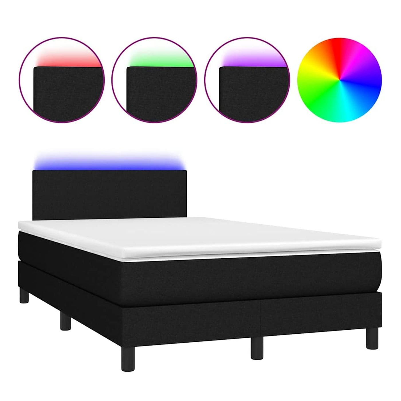 Okvir za krevet s madracem i LED rasvjetom, crni, 120x200 cm, tekstil - 2