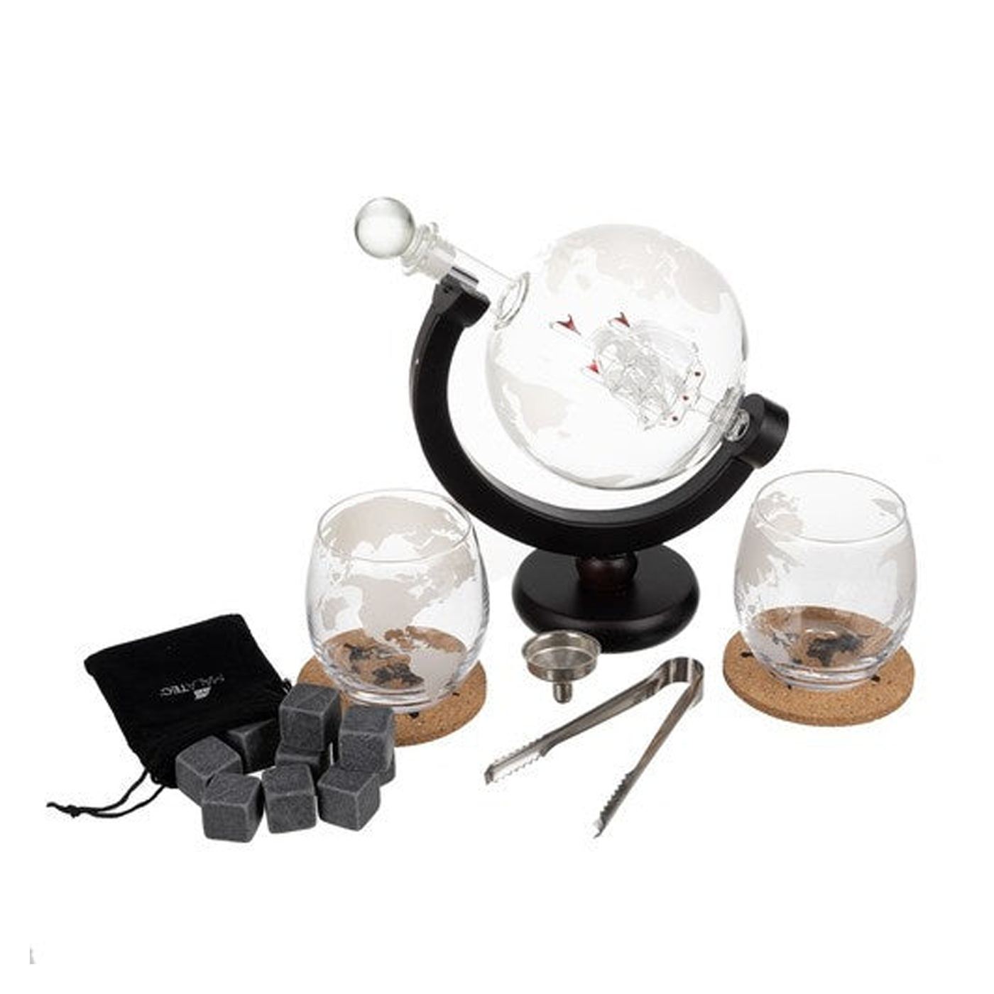 Set pahare si decantor pentru Whisky Malatec, 2 pahare 250 ml, decantor 850 ml, sticla transparenta, stil modern - 8
