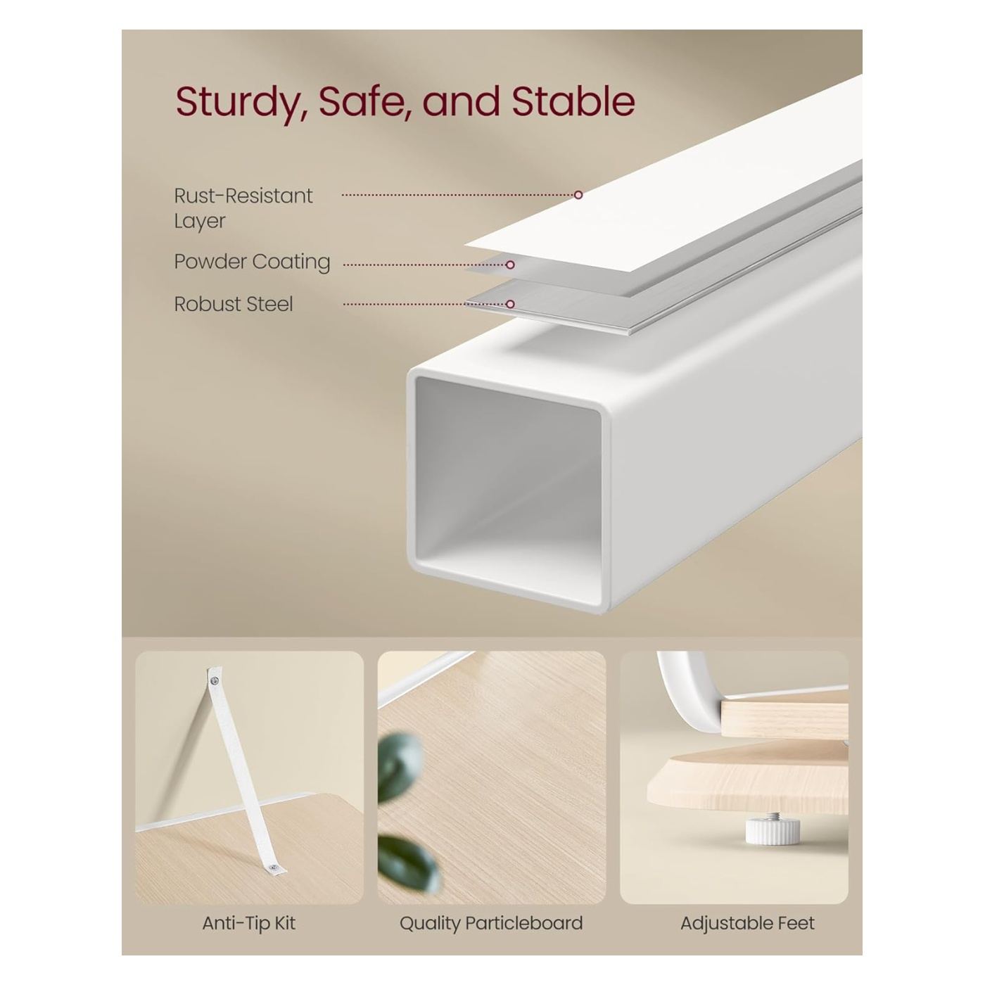 Въртящ се на 360 градуса рафт за книги, метална рамка, с 5 рафта от MDF, 43x43x158см, бял - 7