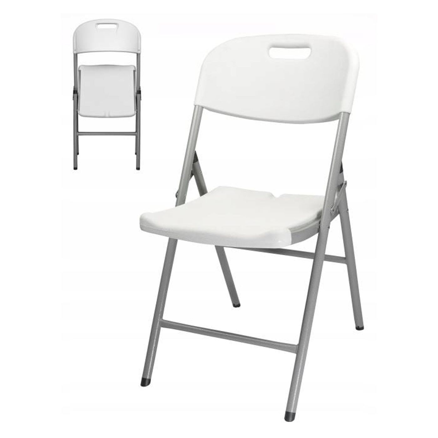 Сгъваем стол 54x46x86 см, стомана и HDPE, неплъзгащ, бял - 7