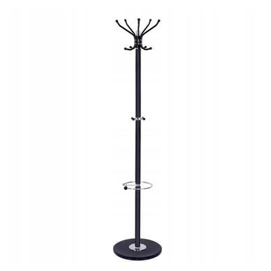 Cuier tip pom din metal cu baza de marmură, 14 agățătoare, 176cm, negru