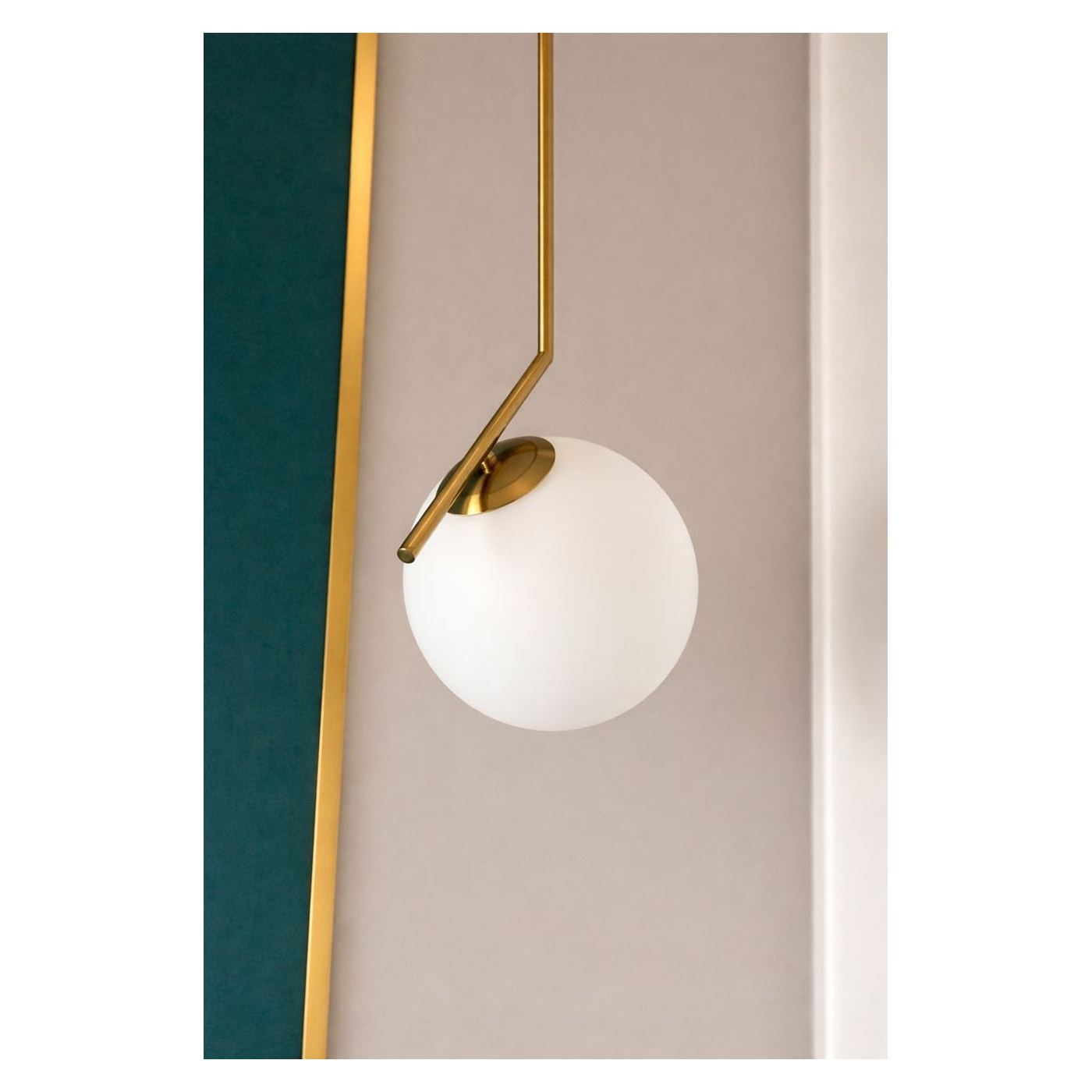 Pendul modern cu glob opac și structură metalică aurie 50x15 cm - 3