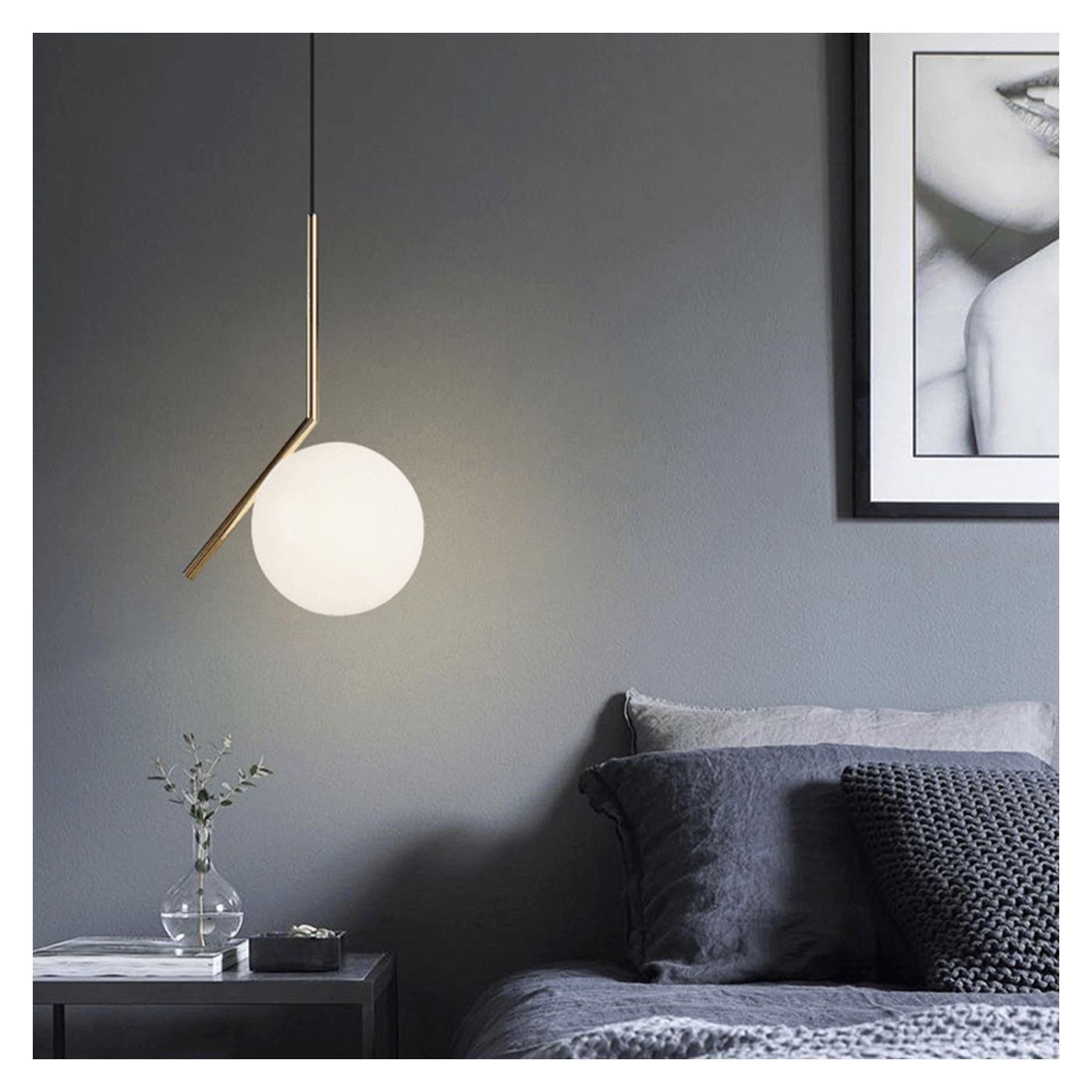 Pendul modern cu glob opac și structură metalică aurie 50x15 cm - 4