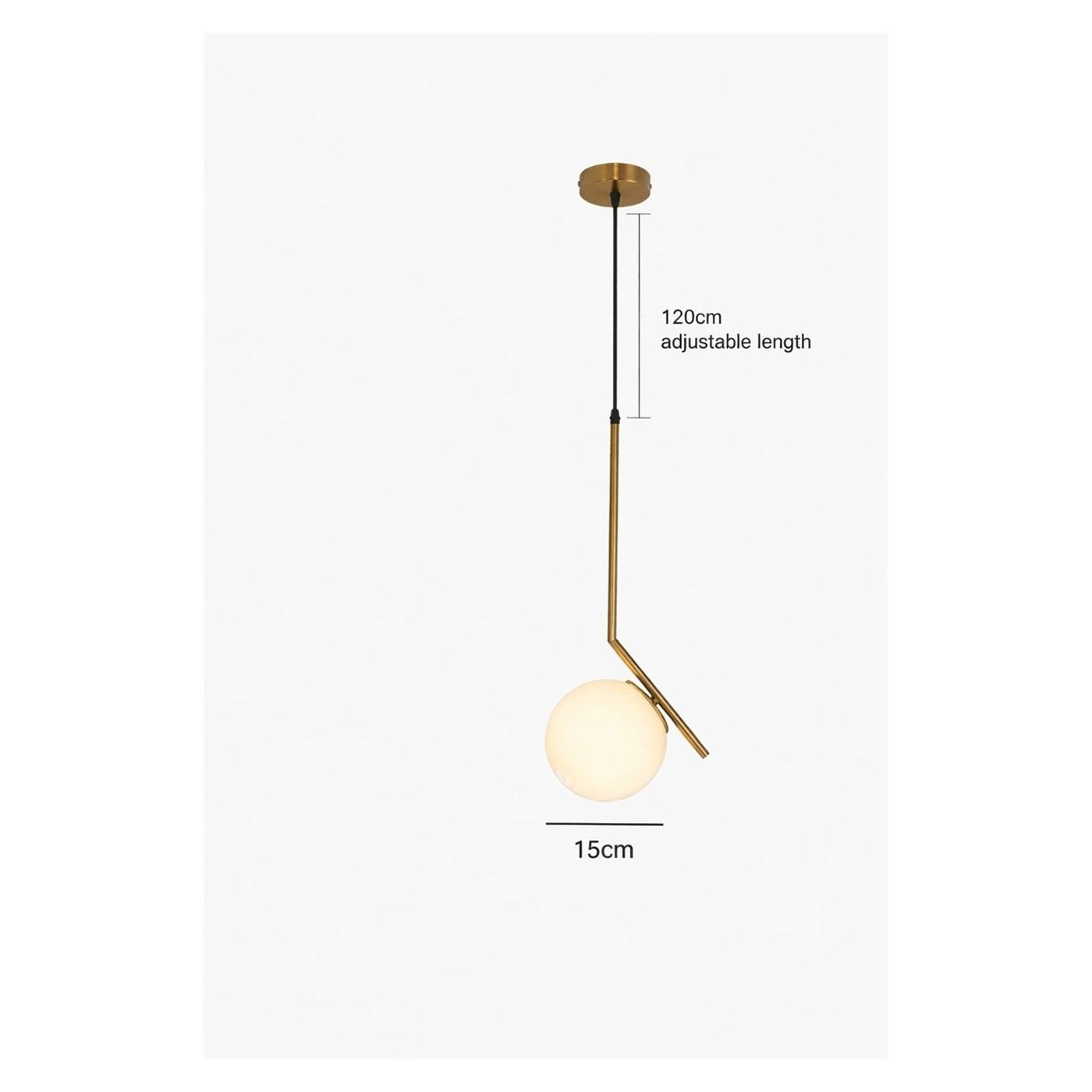 Pendul modern cu glob opac și structură metalică aurie 50x15 cm - 5
