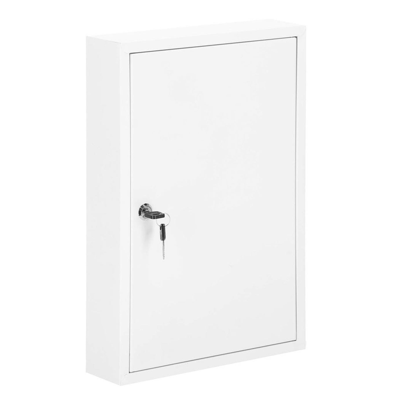 Метална шкафче за ключове за 64 ключа, оборудвано, 45x30x8см, бяло - 7