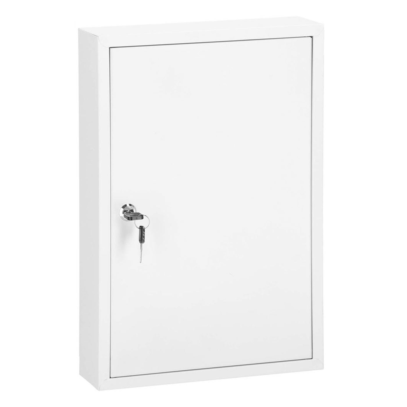 Метална шкафче за ключове за 64 ключа, оборудвано, 45x30x8см, бяло - 8