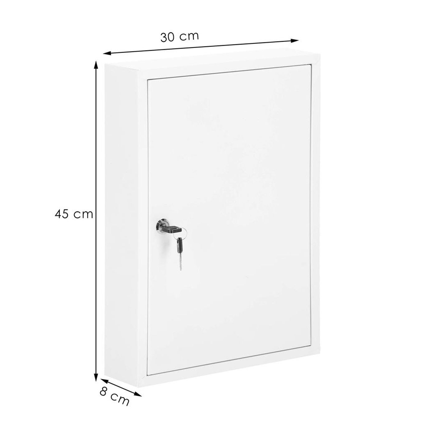 Метална шкафче за ключове за 64 ключа, оборудвано, 45x30x8см, бяло - 16